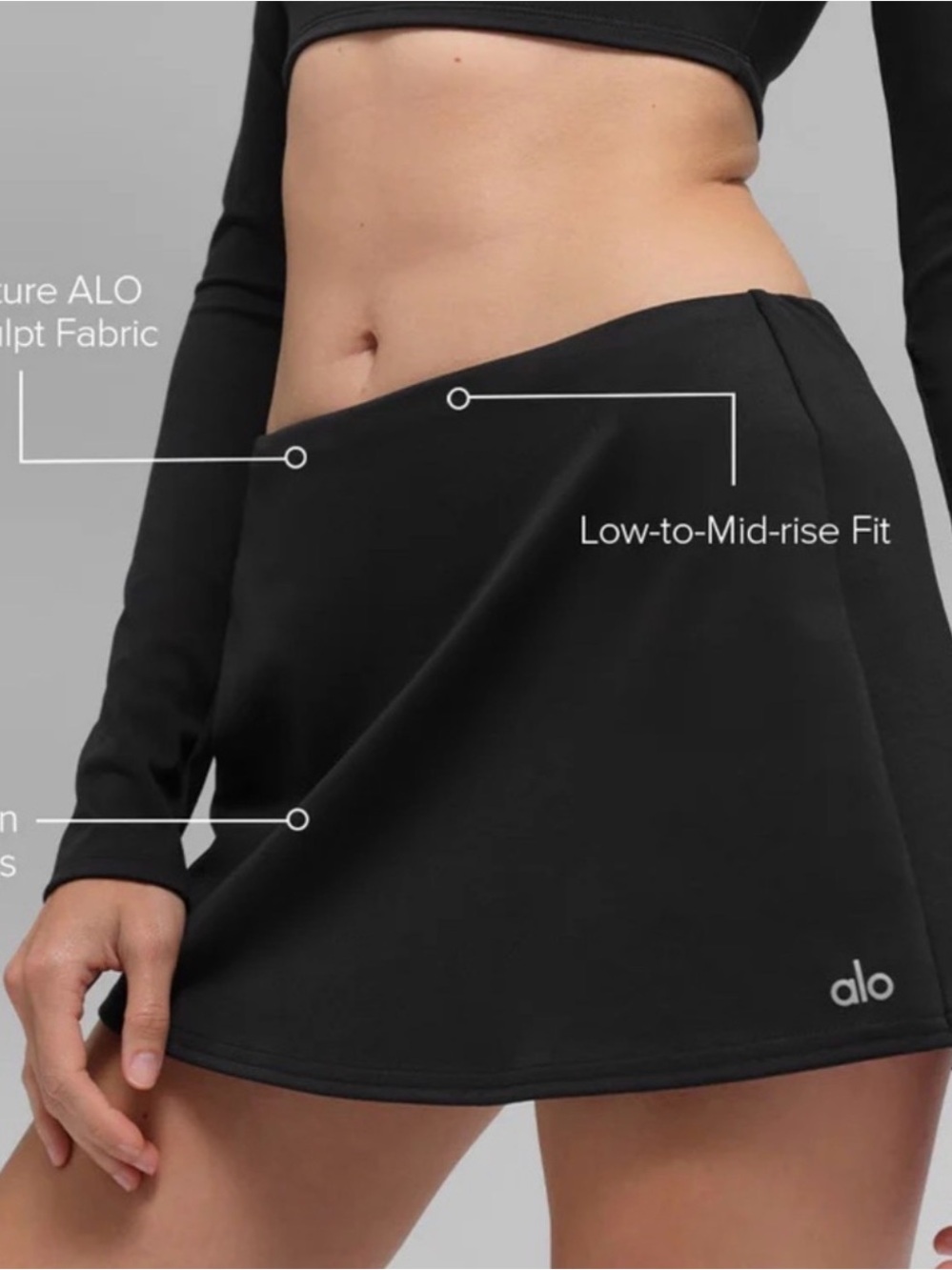 ALO Yoga Softsculpt Precision Mini Skirt in Black Size medium